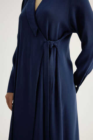 Kruvaze Krep Abaya Lacivert - 8