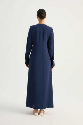 Kruvaze Krep Abaya Lacivert - 9