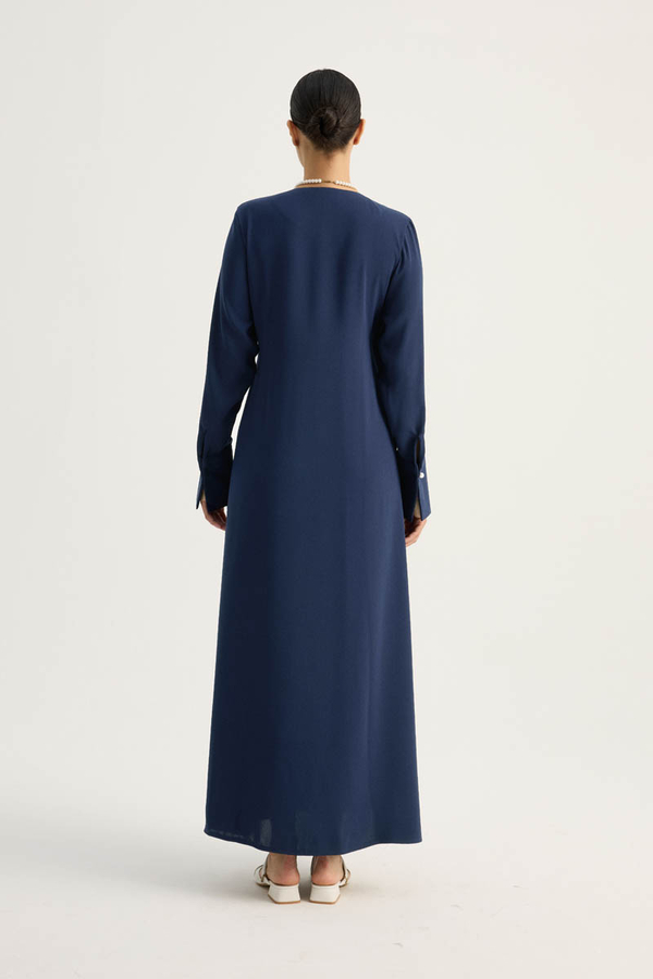 Kruvaze Krep Abaya Lacivert - 9
