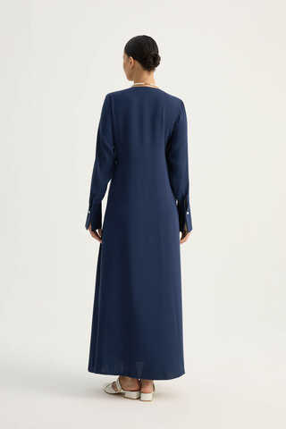 Kruvaze Krep Abaya Lacivert - 10