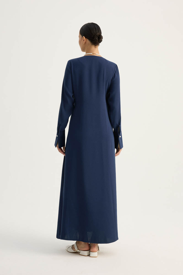 Kruvaze Krep Abaya Lacivert - 10