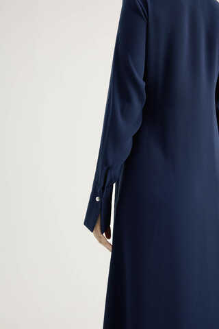Kruvaze Krep Abaya Lacivert - 11