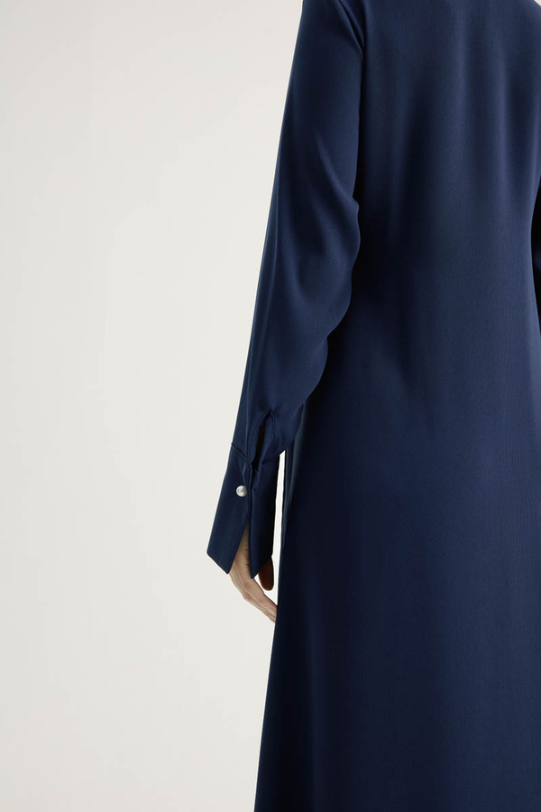 Kruvaze Krep Abaya Lacivert - 11