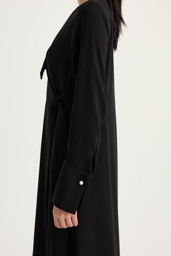 Kruvaze Krep Abaya Siyah - 10