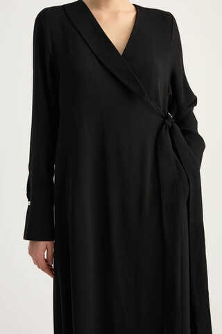 Kruvaze Krep Abaya Siyah - 6