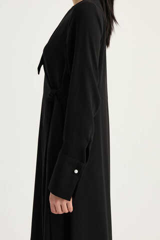 Kruvaze Krep Abaya Siyah - 10