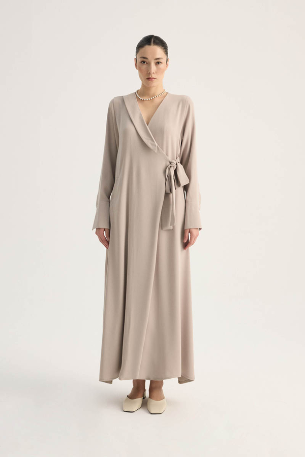 Kruvaze Krep Abaya Taş - 2