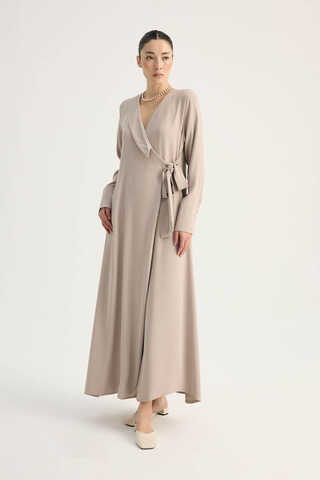 Kruvaze Krep Abaya Taş - 5