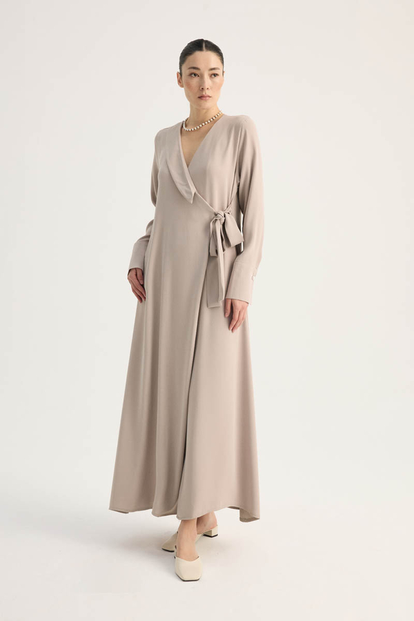 Kruvaze Krep Abaya Taş - 5