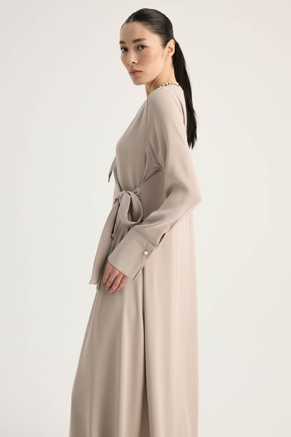 Kruvaze Krep Abaya Taş - 3