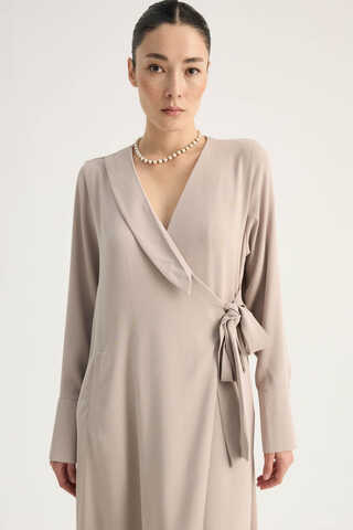 Kruvaze Krep Abaya Taş - 1