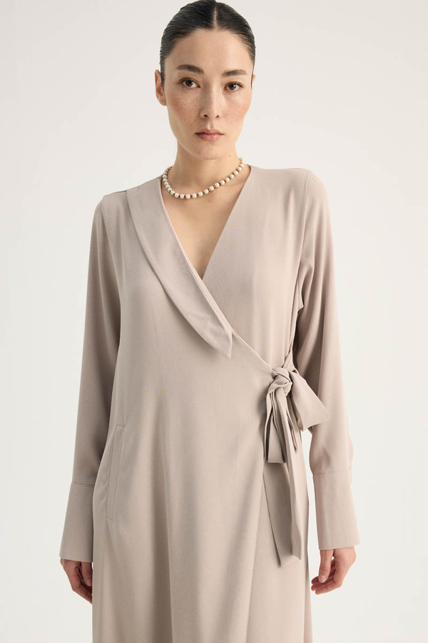 Kruvaze Krep Abaya Taş - 1