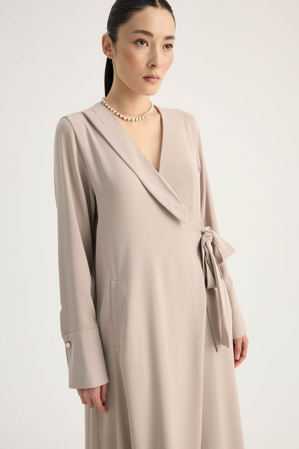 Kruvaze Krep Abaya Taş - 6