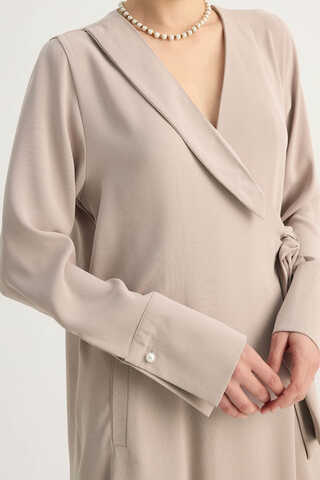 Kruvaze Krep Abaya Taş - 7