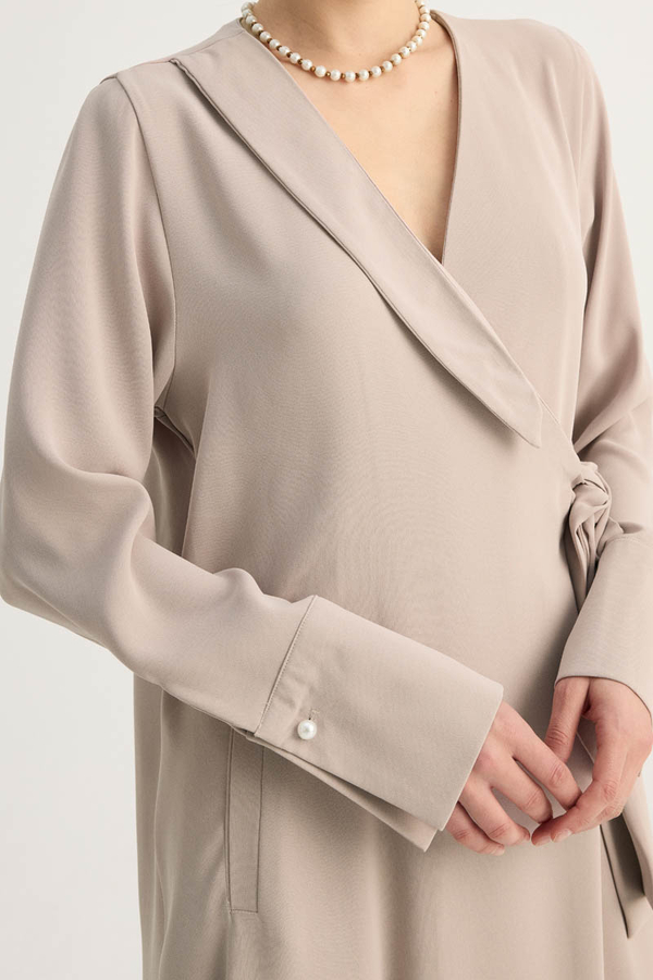 Kruvaze Krep Abaya Taş - 7