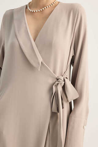 Kruvaze Krep Abaya Taş - 9