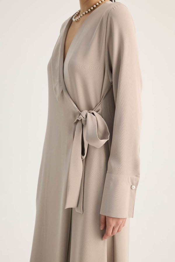 Kruvaze Krep Abaya Taş - 10