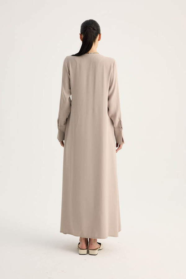 Kruvaze Krep Abaya Taş - 11