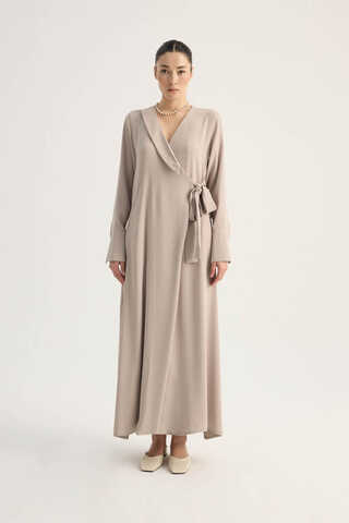 Kruvaze Krep Abaya Taş - 2