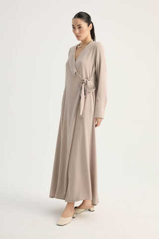 Kruvaze Krep Abaya Taş - 8