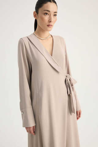 Kruvaze Krep Abaya Taş - 6