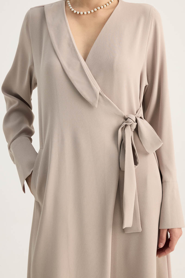 Kruvaze Krep Abaya Taş - 4