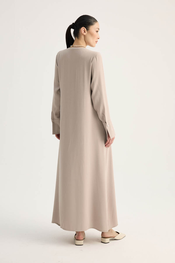 Kruvaze Krep Abaya Taş - 12