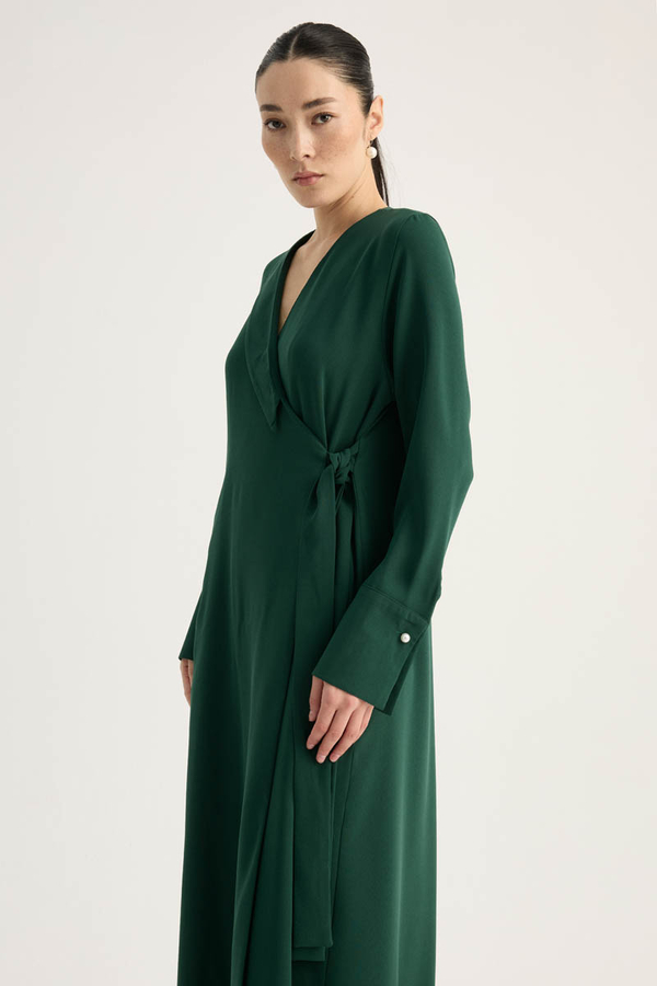 Kruvaze Krep Abaya Zümrüt - 2