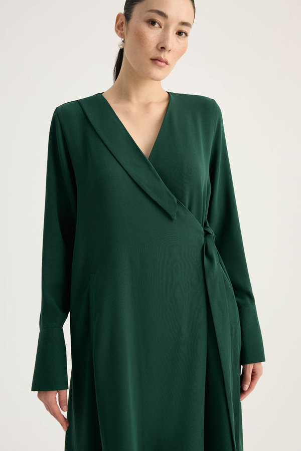 Kruvaze Krep Abaya Zümrüt - 6