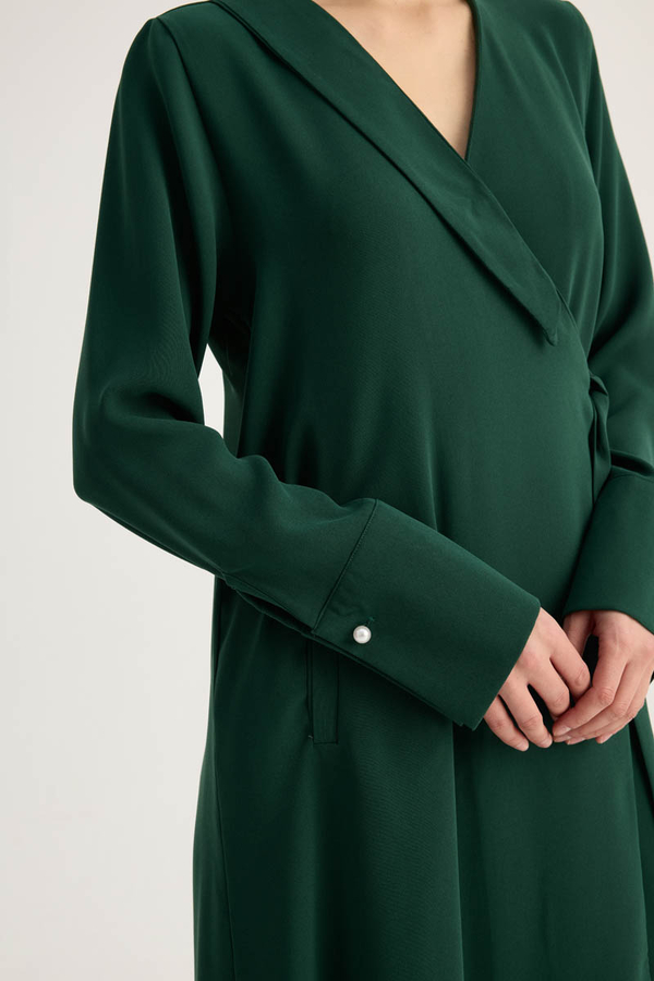 Kruvaze Krep Abaya Zümrüt - 10