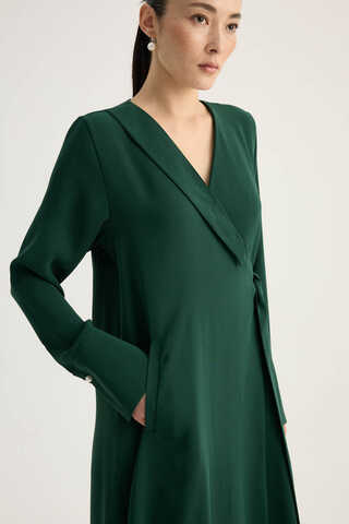 Kruvaze Krep Abaya Zümrüt - 11