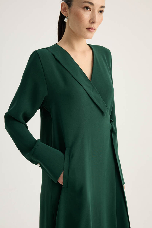 Kruvaze Krep Abaya Zümrüt - 11