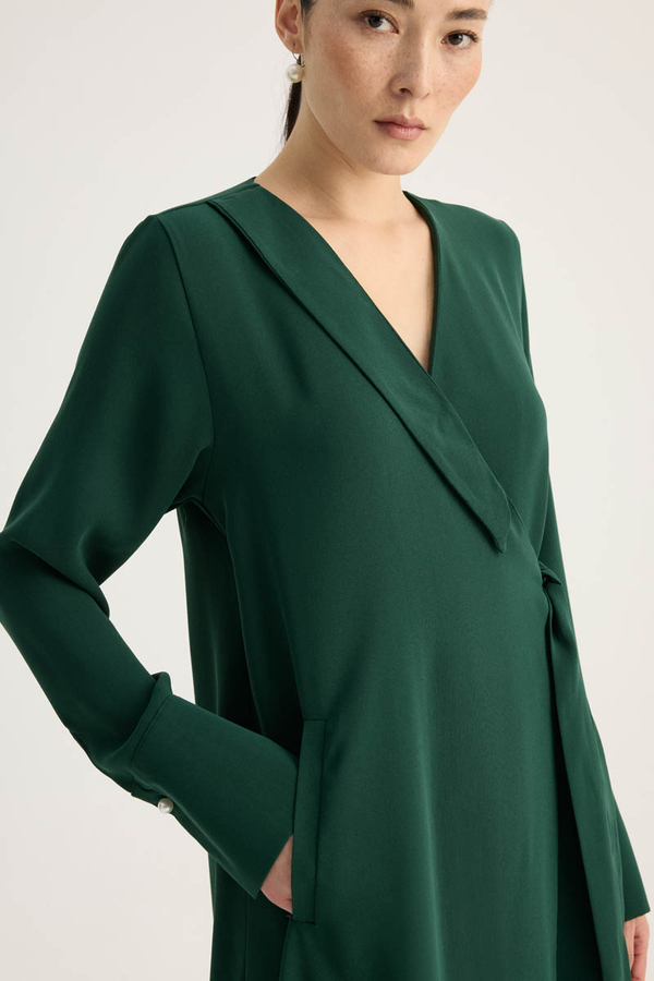 Kruvaze Krep Abaya Zümrüt - 3