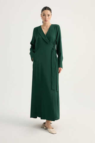 Kruvaze Krep Abaya Zümrüt - 1