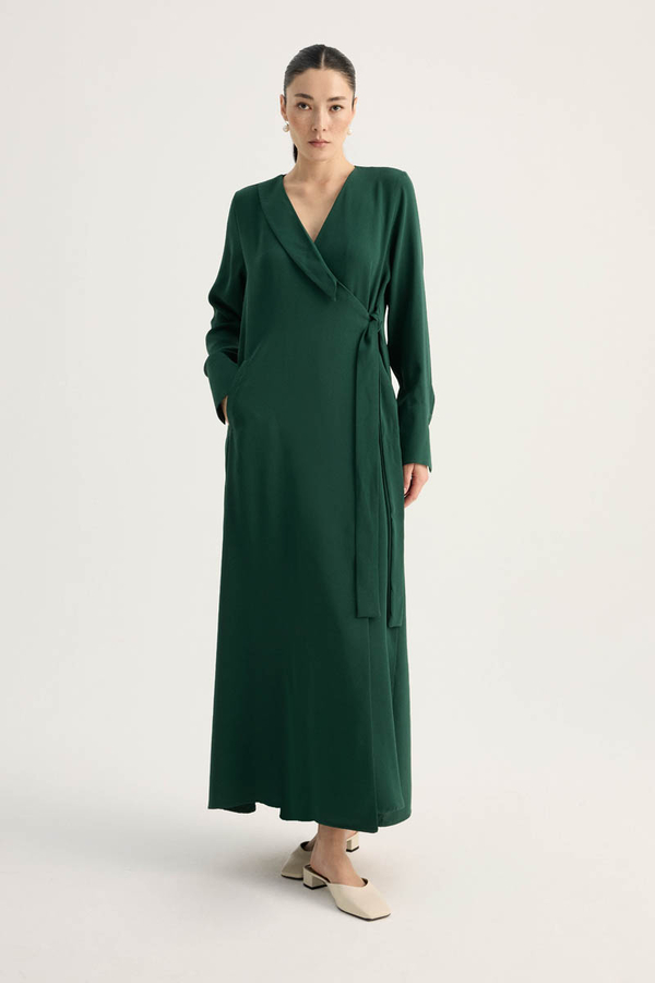 Kruvaze Krep Abaya Zümrüt