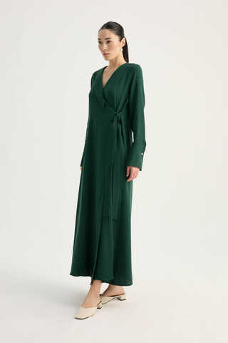 Kruvaze Krep Abaya Zümrüt - 5