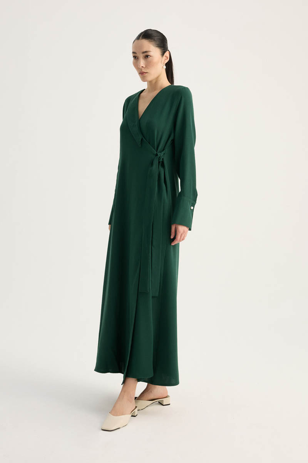 Kruvaze Krep Abaya Zümrüt - 5