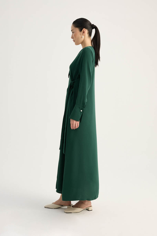 Kruvaze Krep Abaya Zümrüt - 7