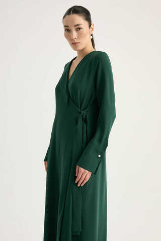 Kruvaze Krep Abaya Zümrüt - 2