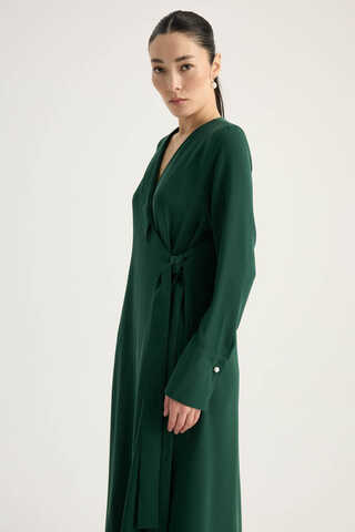 Kruvaze Krep Abaya Zümrüt - 9