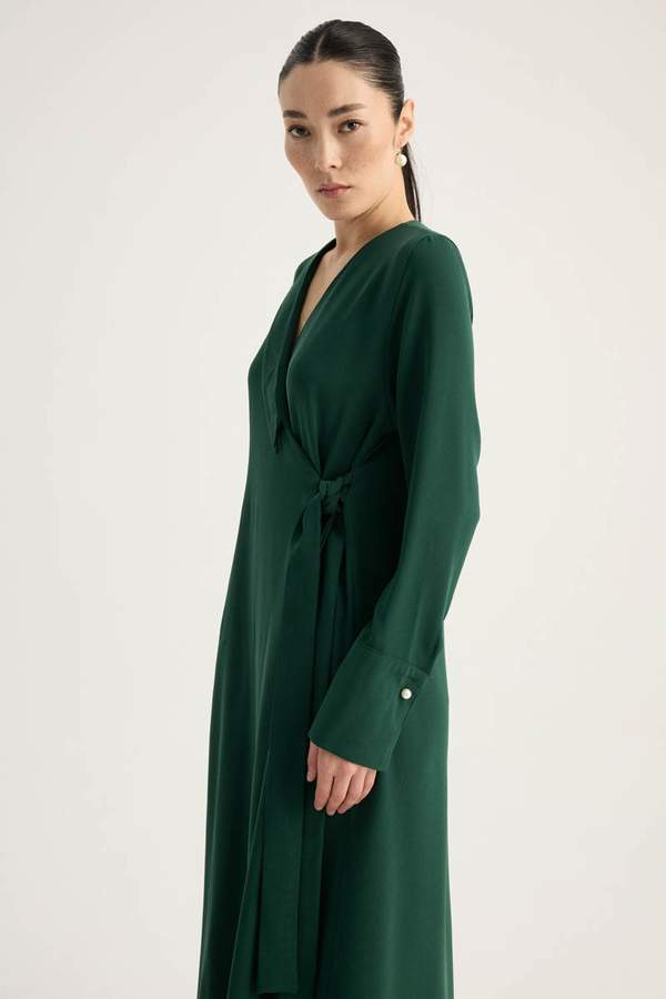 Kruvaze Krep Abaya Zümrüt - 9