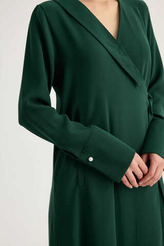 Kruvaze Krep Abaya Zümrüt - 10