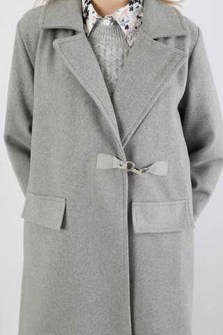 Kruvaze Tokalı Uzun Kaban Gri - 4