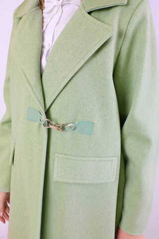 Kruvaze Tokalı Uzun Kaban Mint - 5