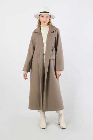 Kruvaze Tokalı Uzun Kaban Vizon - 1