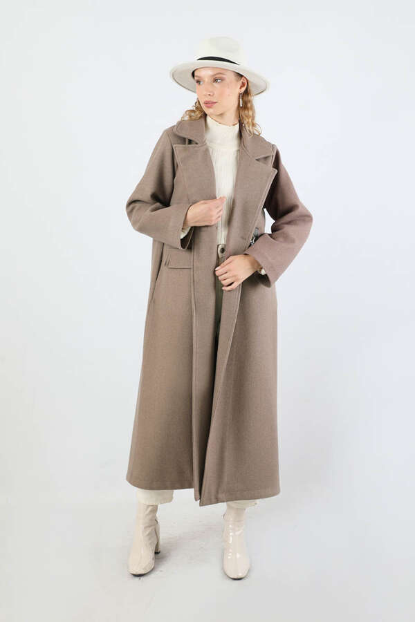 Kruvaze Tokalı Uzun Kaban Vizon - 5