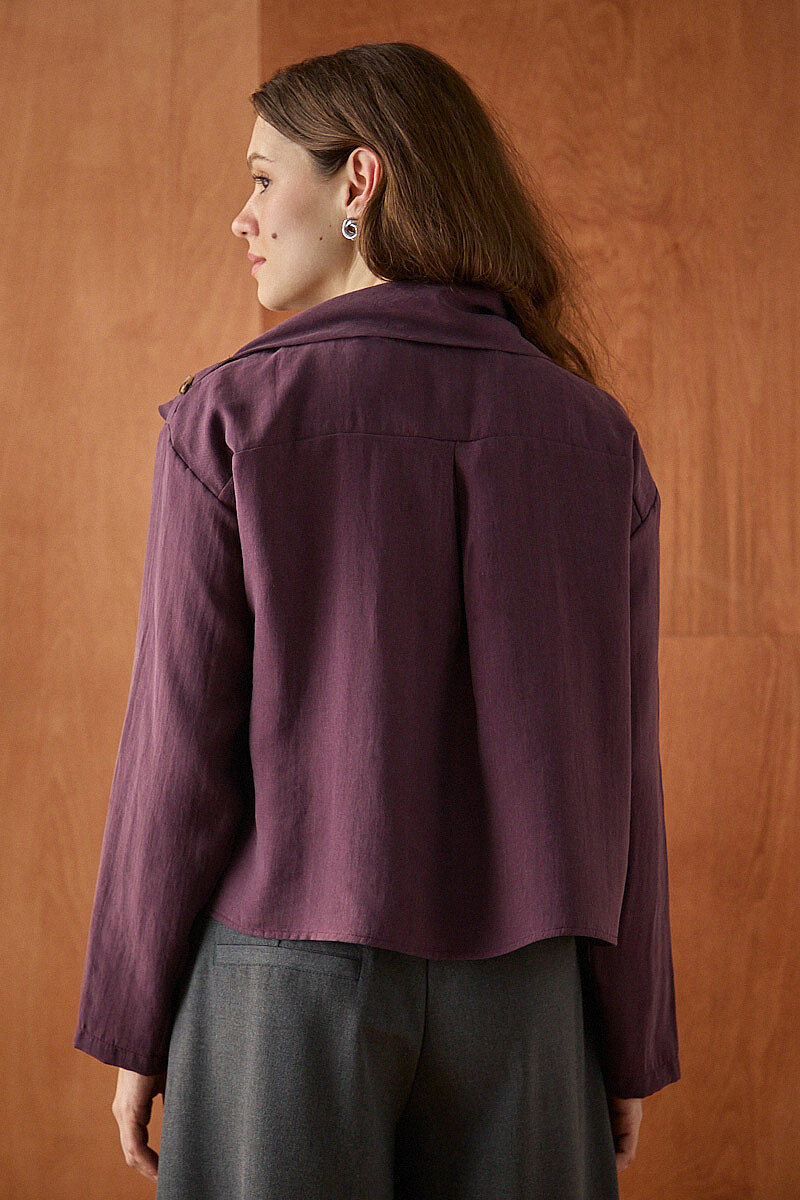 Kruvaze Yaka Düğme Detaylı Bluz Bordo - 6