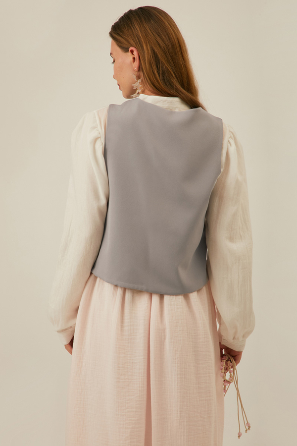 Kruvaze Yelek Gri - 8