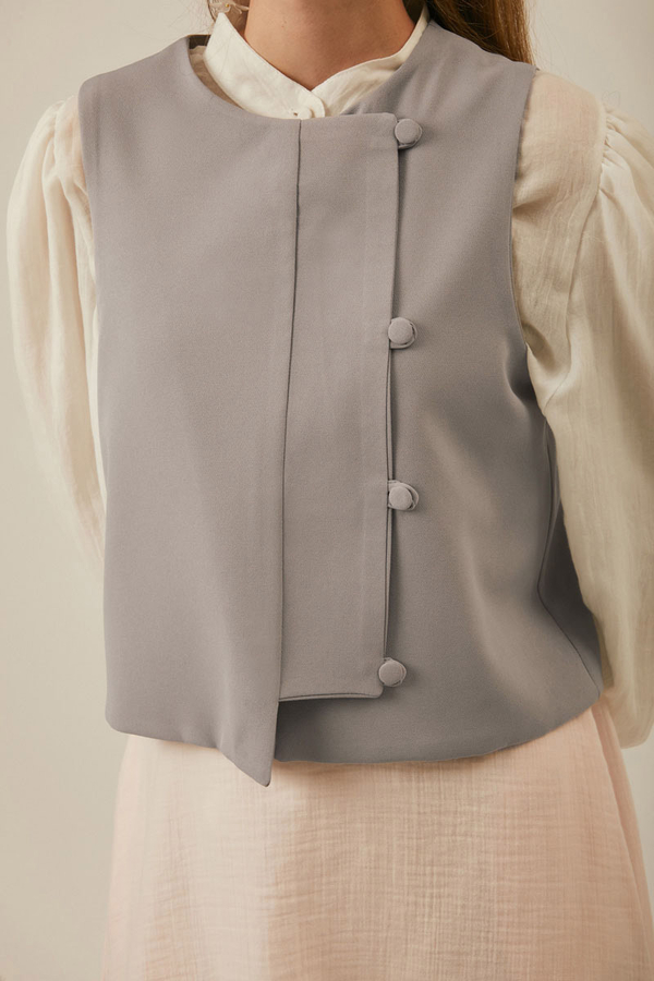 Kruvaze Yelek Gri - 3