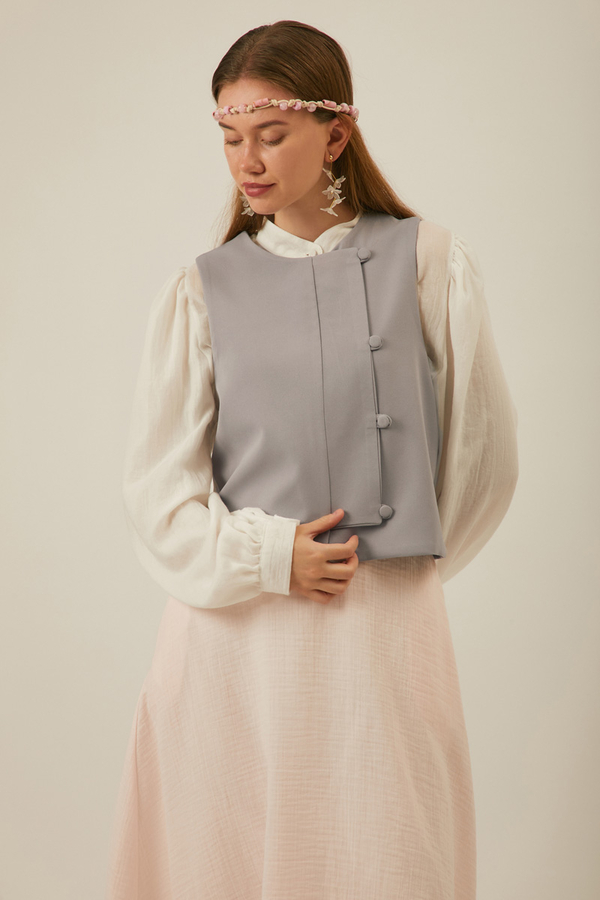 Kruvaze Yelek Gri - 5